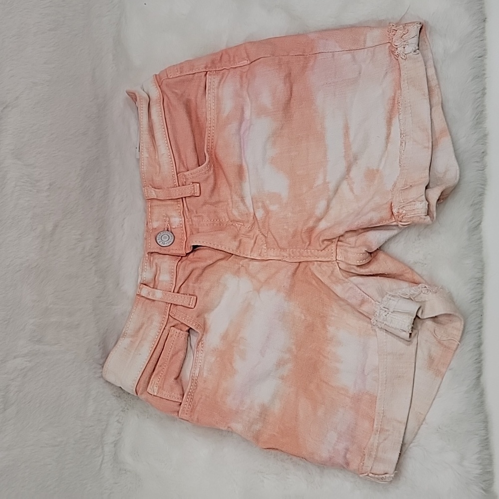 Old Navy Orange/Peach Tie Dye Jean Shorts Size 10, Adjustable Waist